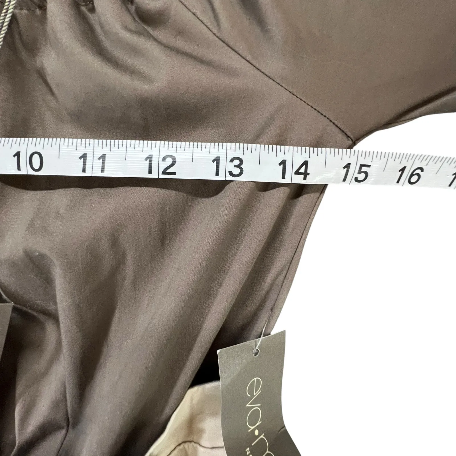 Eva Mendes NYC Midi Dress XS Brown Cream Off The Shoulder Belted Cottage Classic - Image 5