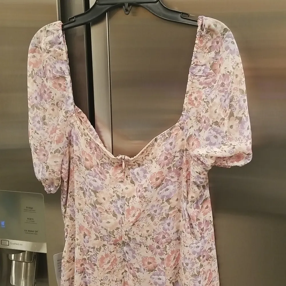 💕ASTR THE LABEL💕 Bow Tie Ruffle Dress ~ Pink Purple Floral Print Medium M NWT - Image 8