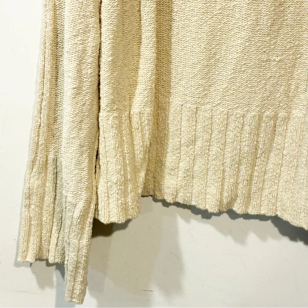 ME+EM Cream Ribbed Linen Blend Jumper Sweater Size Large White - Image 3