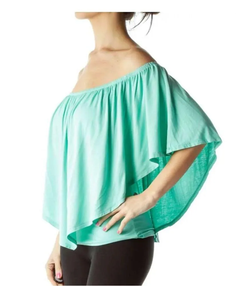 Women's Aqua Off-Shoulder Top - Image 3