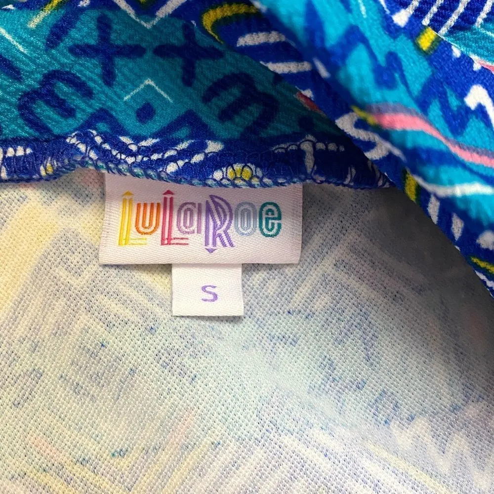 LULAROE Cassie blue Aztec diamond print small - Image 3
