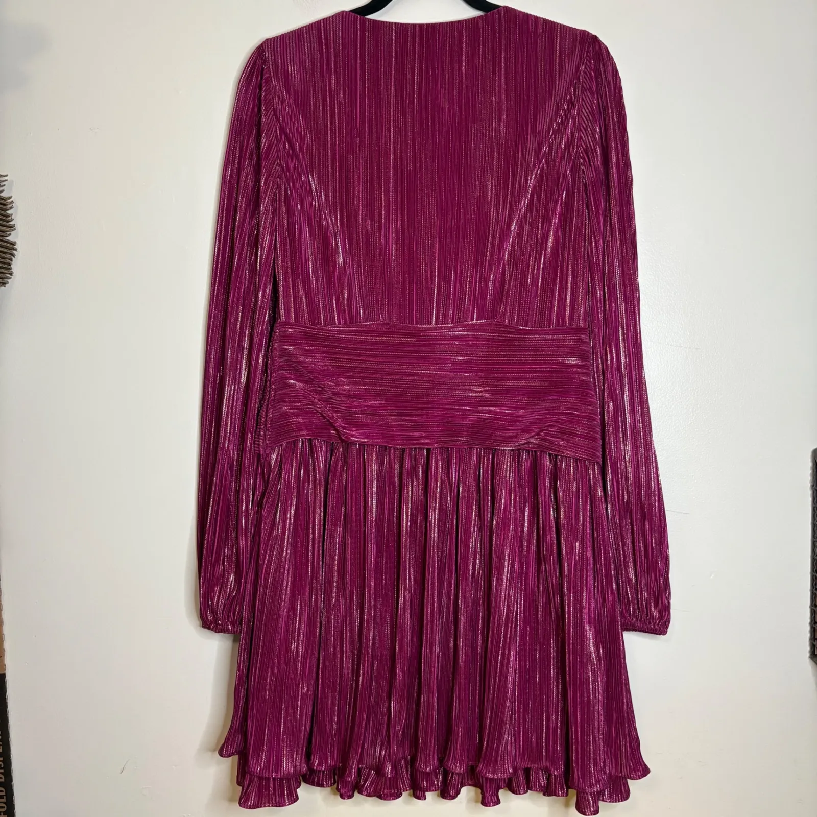 LILLY PULITZER Jessamie‎ Long Sleeve Foil Printed Crinkle Woven Dress Sz 8 - Image 7