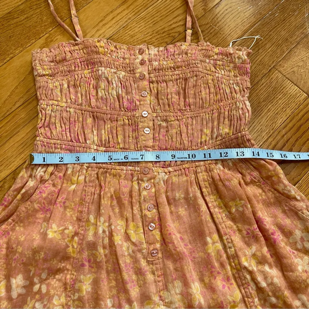 Free People FP One Sammi Shorts Romper 100% Cotton Floral print Orange boho Sz M - Image 6