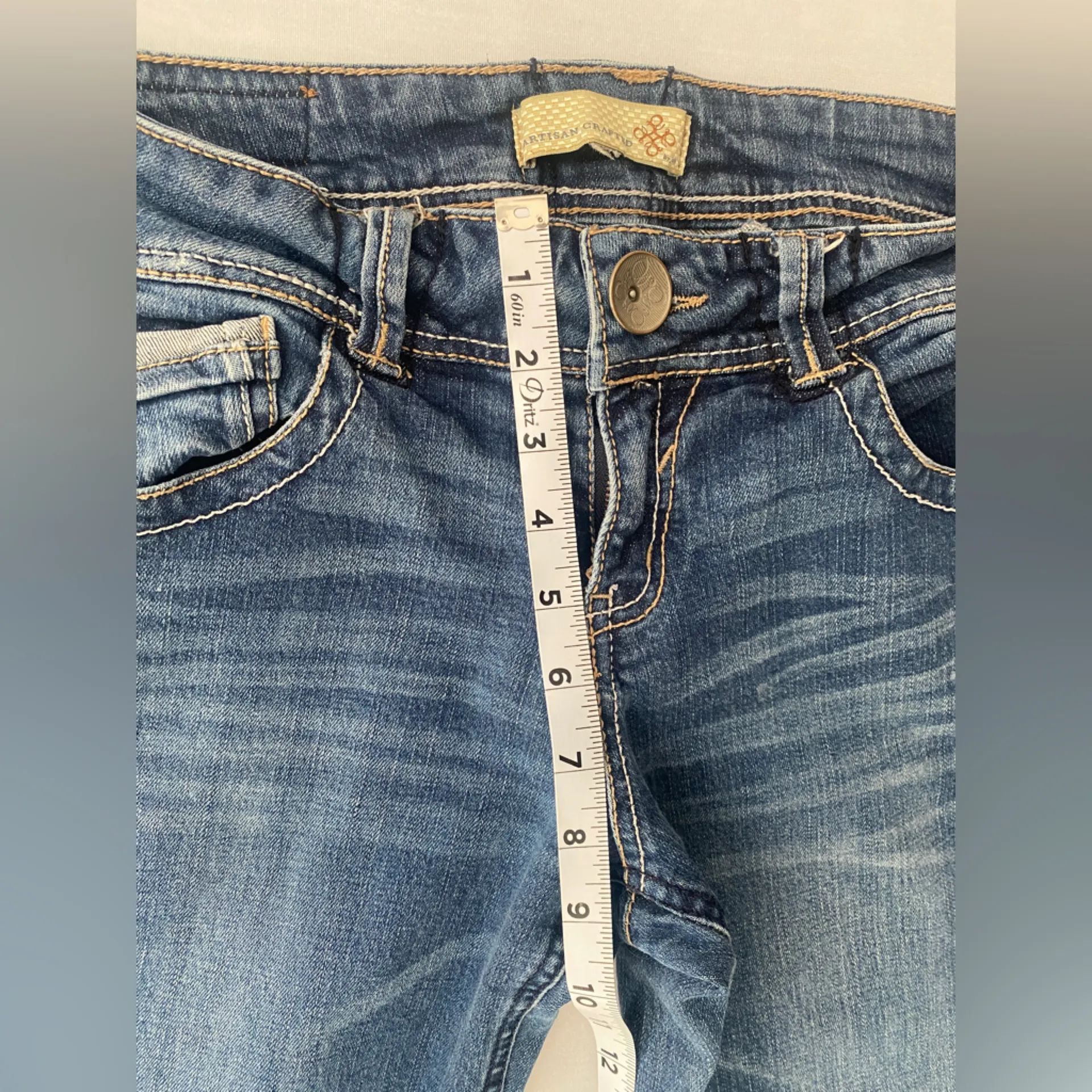 Artisan Crafted by jolt Low Rise Straight Back Pocket‎ Embroidered Jeans Size 9 Blue - Image 5