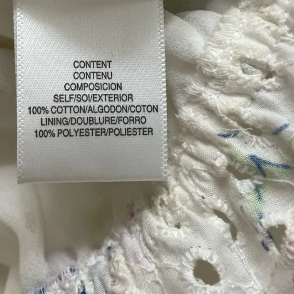 Wayf Top Floral Eyelet Wrap Front Puff Sleeve Cream Blouse Women’s Size Medium - Image 9