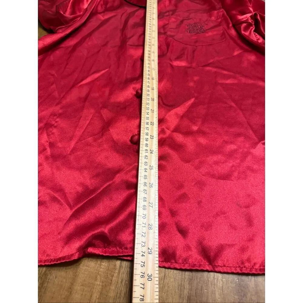 VTG Sophia by Delicates Red 2pc Satin Pajama Set Size Small - Image 6