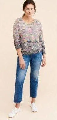 Easel Rainbow Pompom Sweater Sz S/M - Image 2