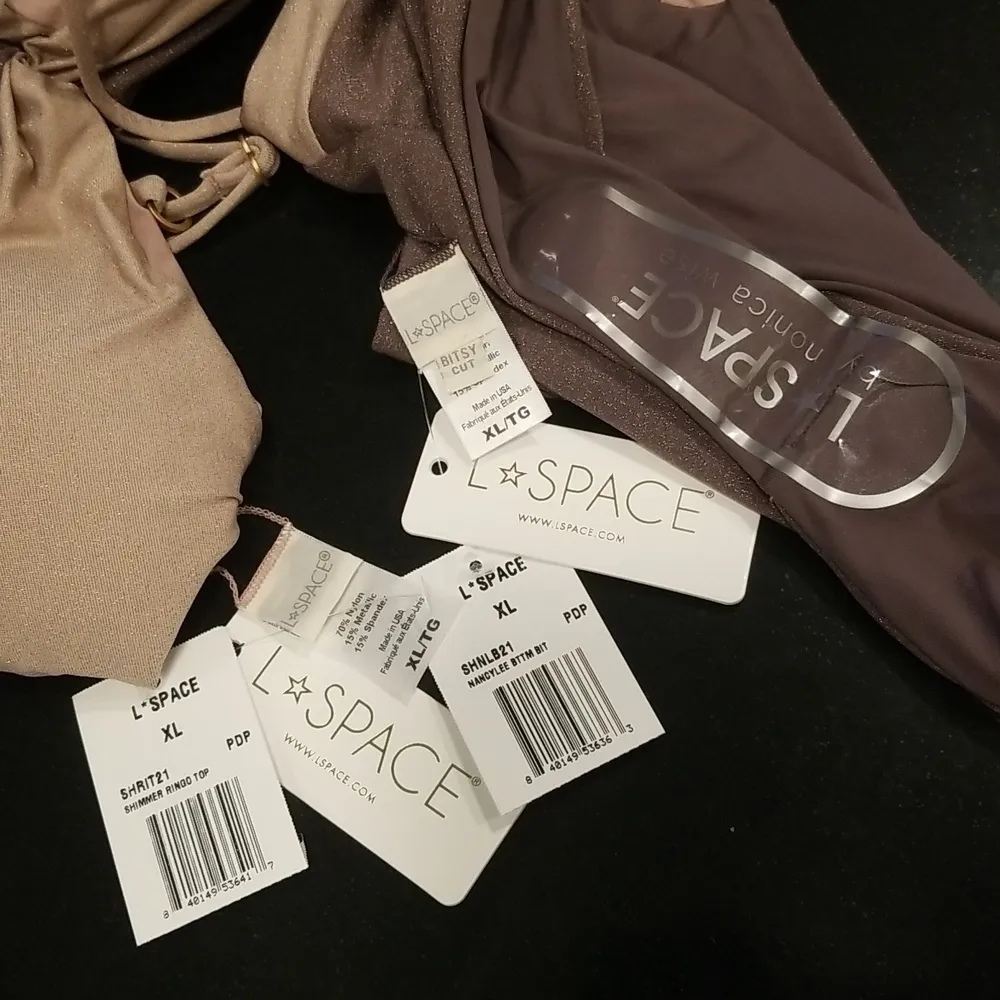 💕L*SPACE💕 Shimmer Bikini Set Ringo Bikini Top + Nancy Lee Bikini Bottom XL NWT - Image 16