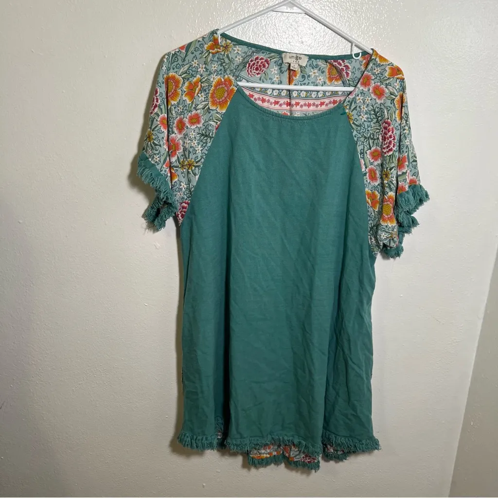 Umgee When Life Gives You Linen Midi Dress Mint Green Floral S - Image 3