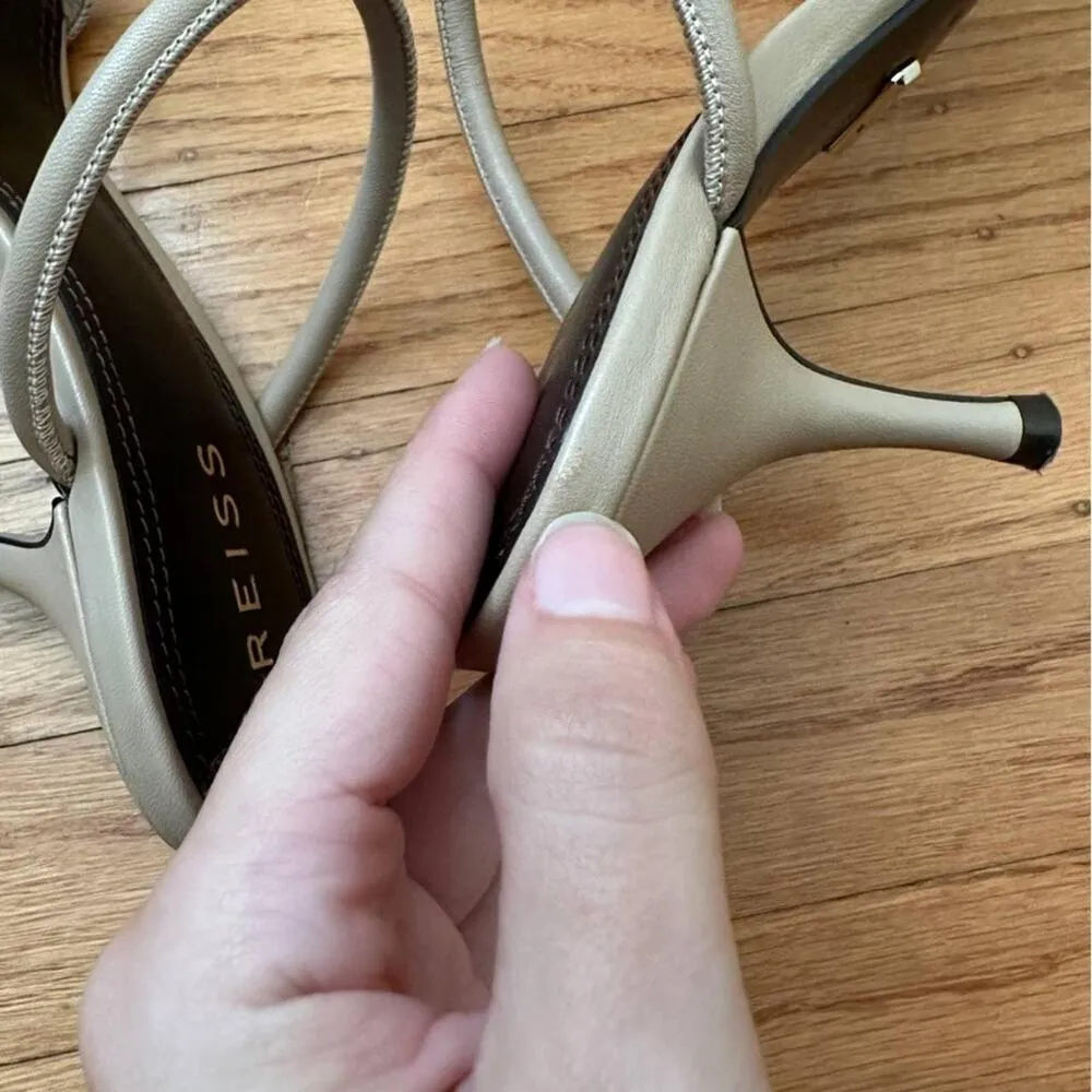 Reiss Magda Leather Nude Sandal Heel  Square toe, 2" heel  S50 - Image 8