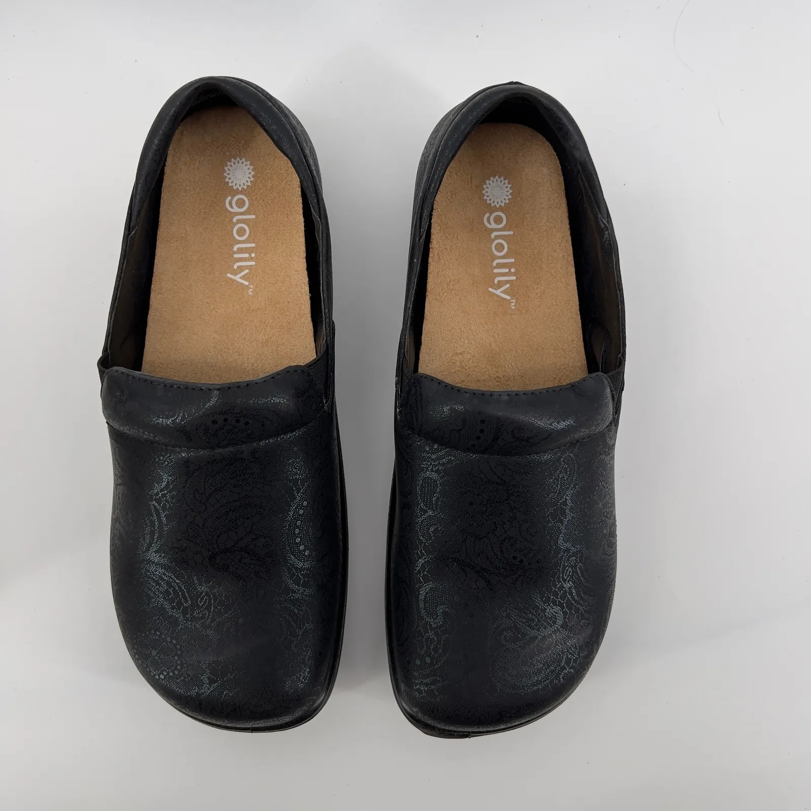 Glolily Women 8.5 Kate Comfort Clogs Black Lace Lightweight Work Shoe Arch‎ NWB - Image 3