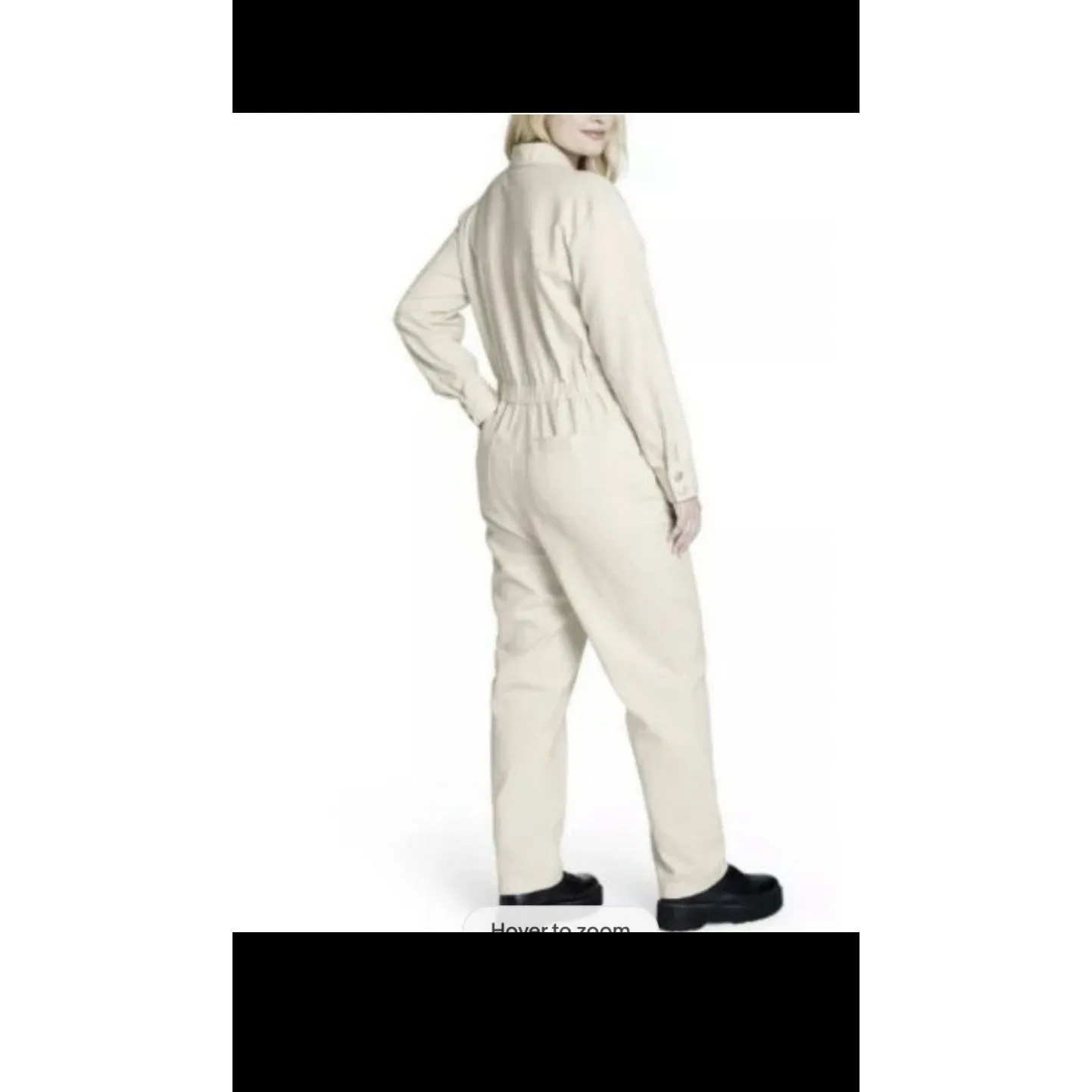 Sandy Liang Target Cream Coveralls Jumpsuit Women's Size 12 100% Cotton 0070 - Image 3