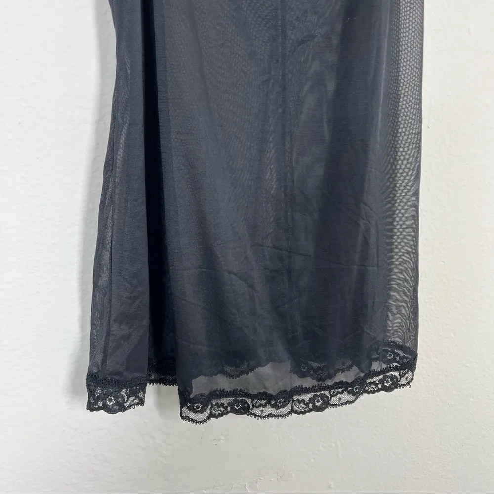 Victoria's Secret Vintage Black Mesh Lace Trim Slip Dress - Image 9