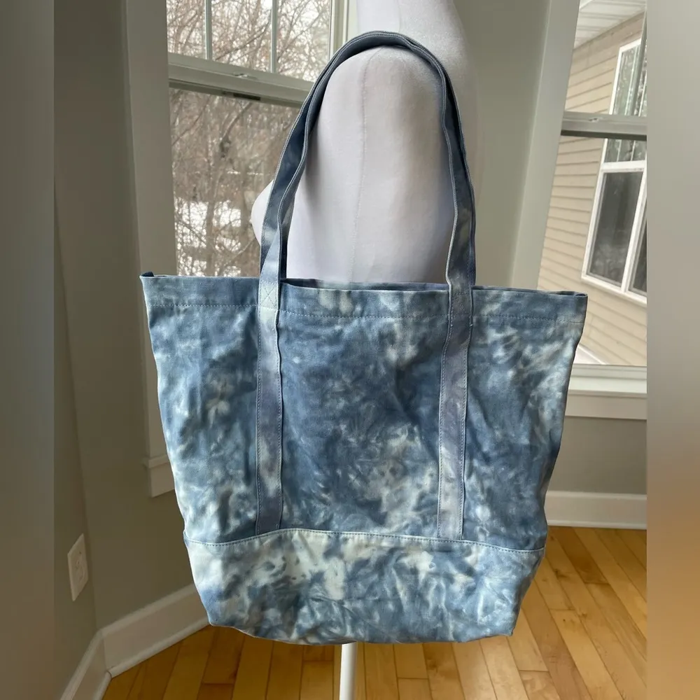 Victoria’s Secret PINK Blue White Tie Dye Oversized Canvas Bag Tote - Image 3