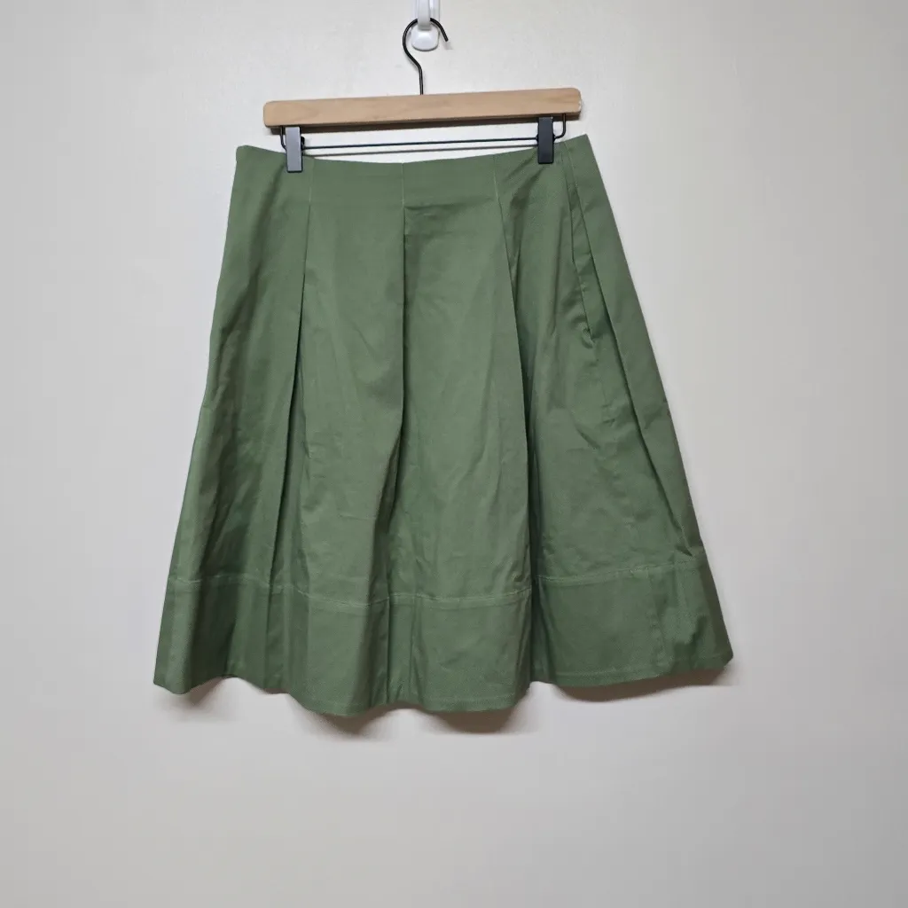 Staud London A Line Chino Knee Length Skirt Side Zipper Pockets‎ sz 10 - Image 5