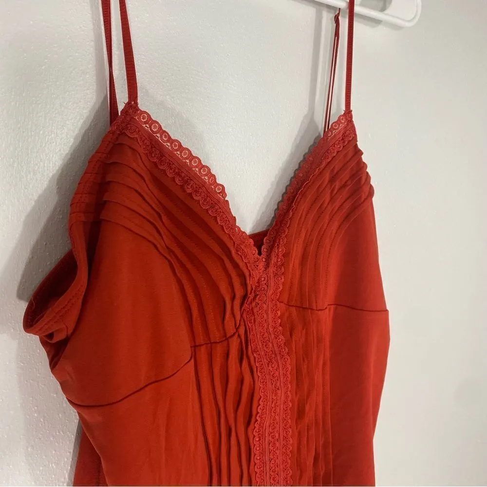 Y2K Vintage Dorothee Bis Rust Orange Lace Trim Camisole size XL - Image 3