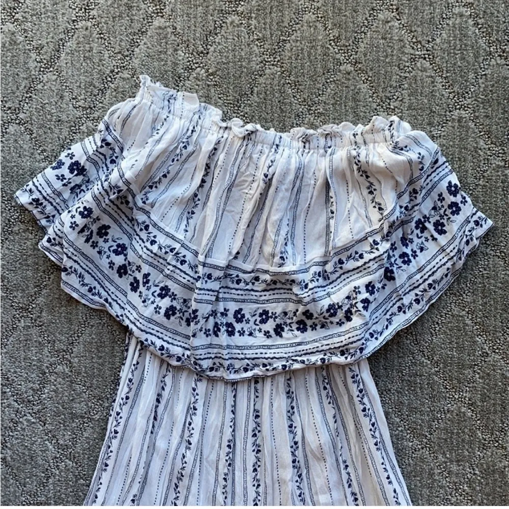 Sugar and Cream strapless wide leg jumpsuit western bohemian gypsy summer Blue - Image 2