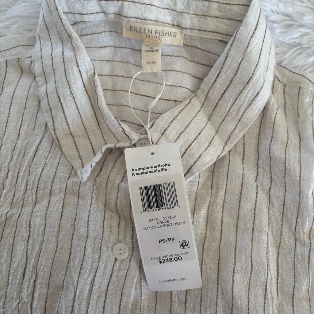 Eileen Fisher Cream Striped Dress - Image 6