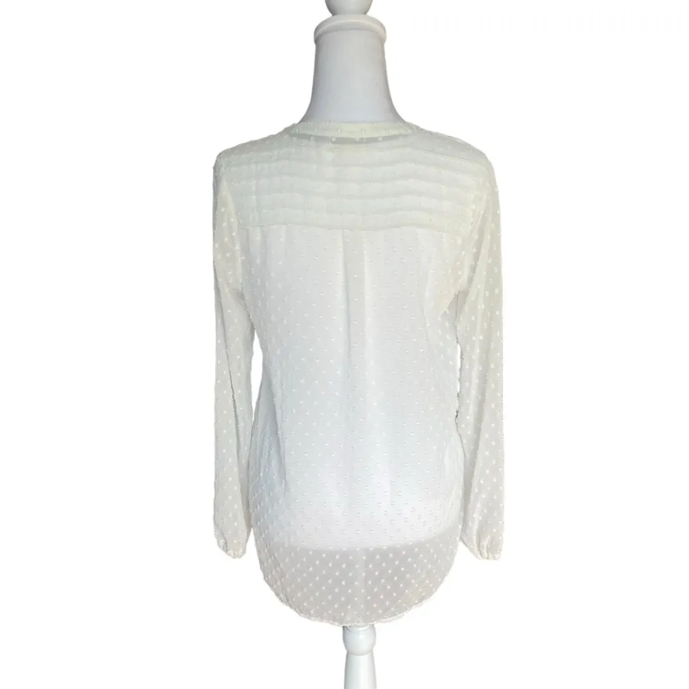 Matilda Jane Long Sleeve Button Up Blouse Swiss Dot Bow Neck Sheer Womens Small - Image 2