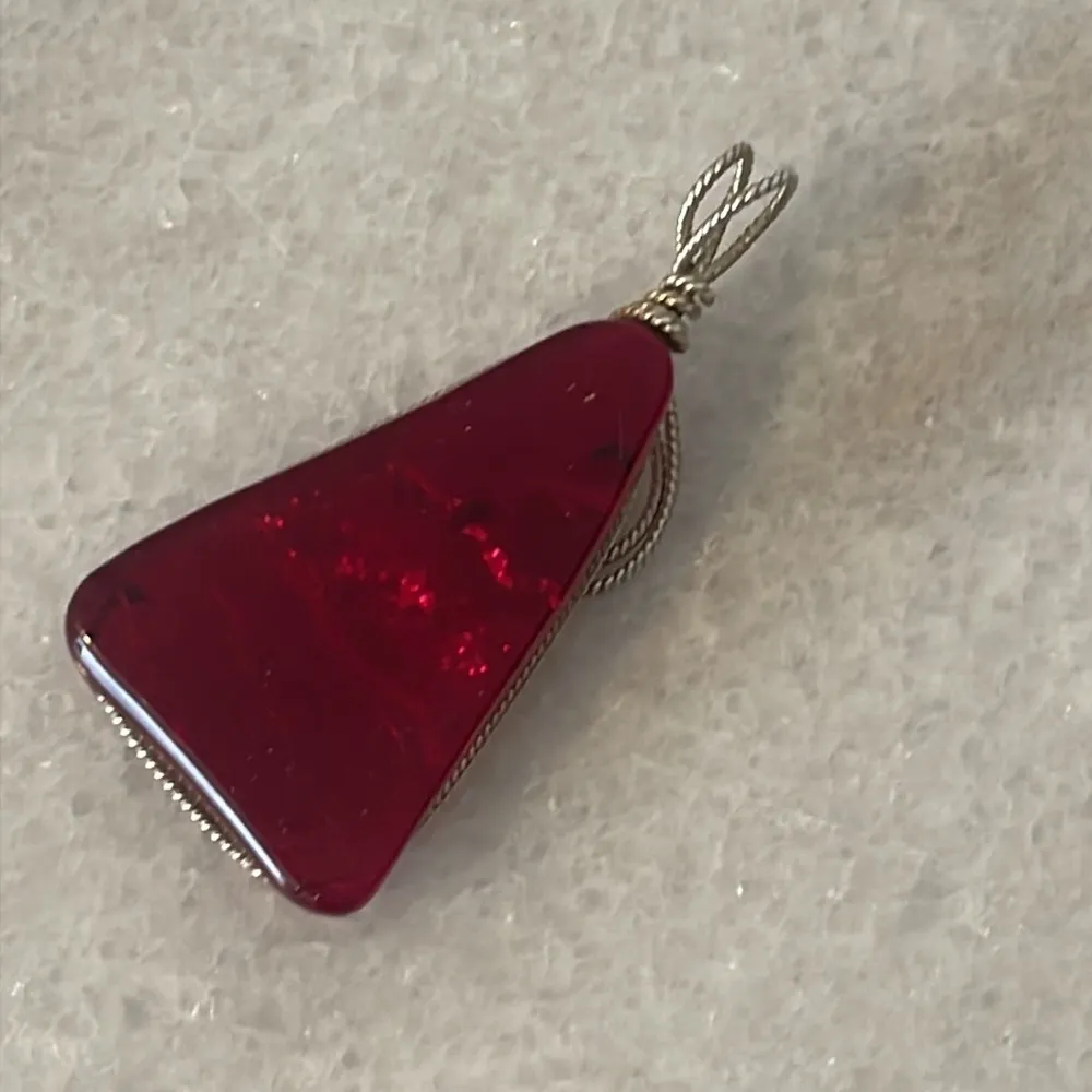 Dichroic Fused jewelry Mosaic Pendant Round Triangular Pendant Silver - Image 3