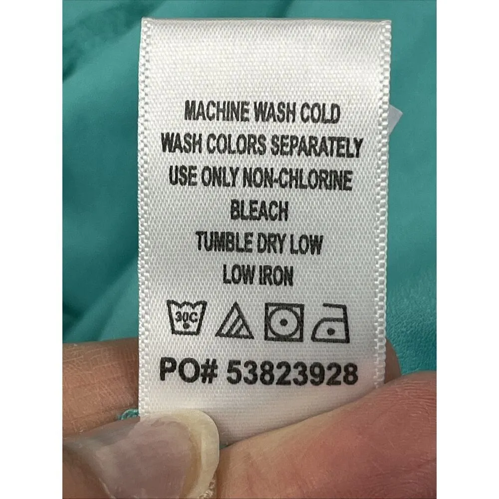 Catherines Button Up Tunic Top Women Size 3X Green SharkBite Hem Flowy - Image 8