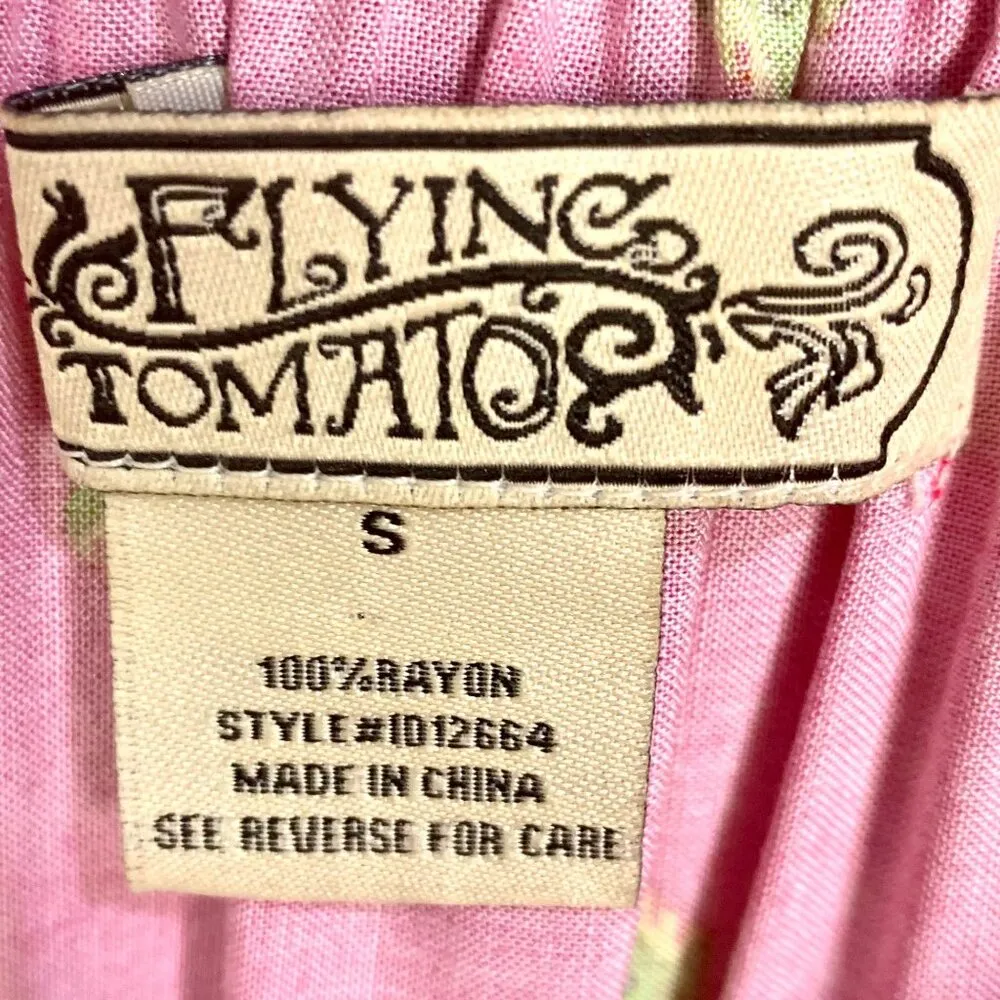 Flying Tomato Off The Shoulder Maxi Dress Boho Pink Floral Drawstring Size S - Image 9