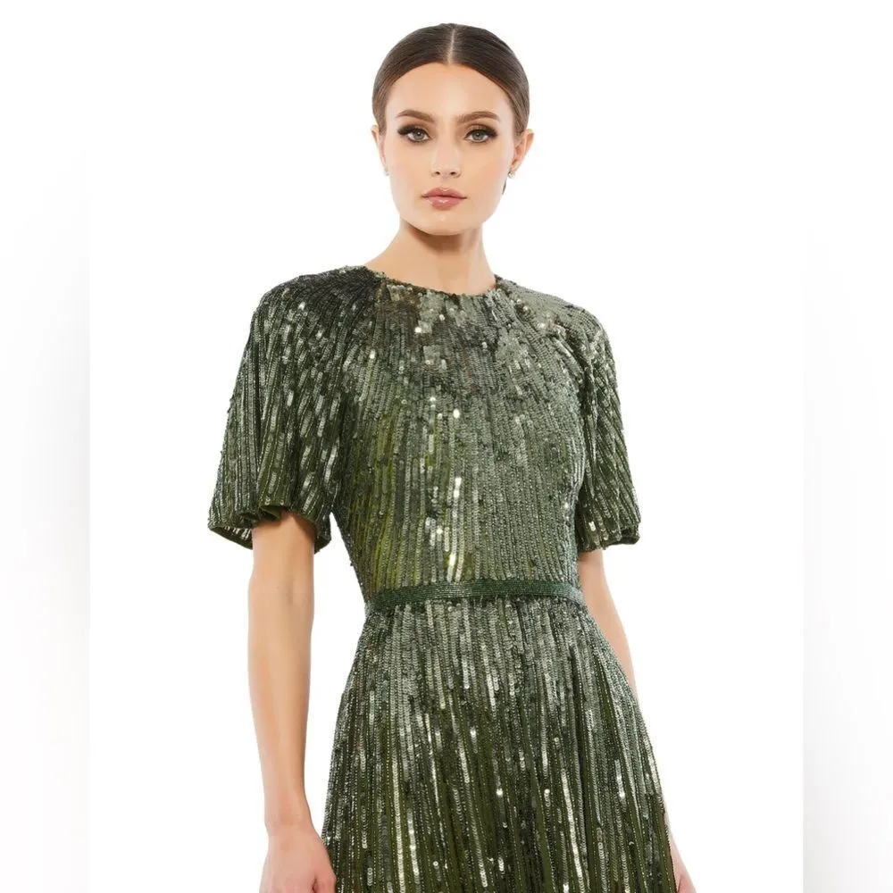 Mac Duggal Sequined High Round Neckline Stunning Dress embellished size 16 - Image 5