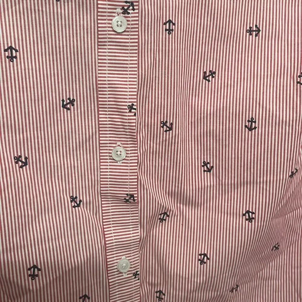 NWT IZOD Red White Blue Nautical Anchor Boating Button Down Shirt Size Large - Image 4