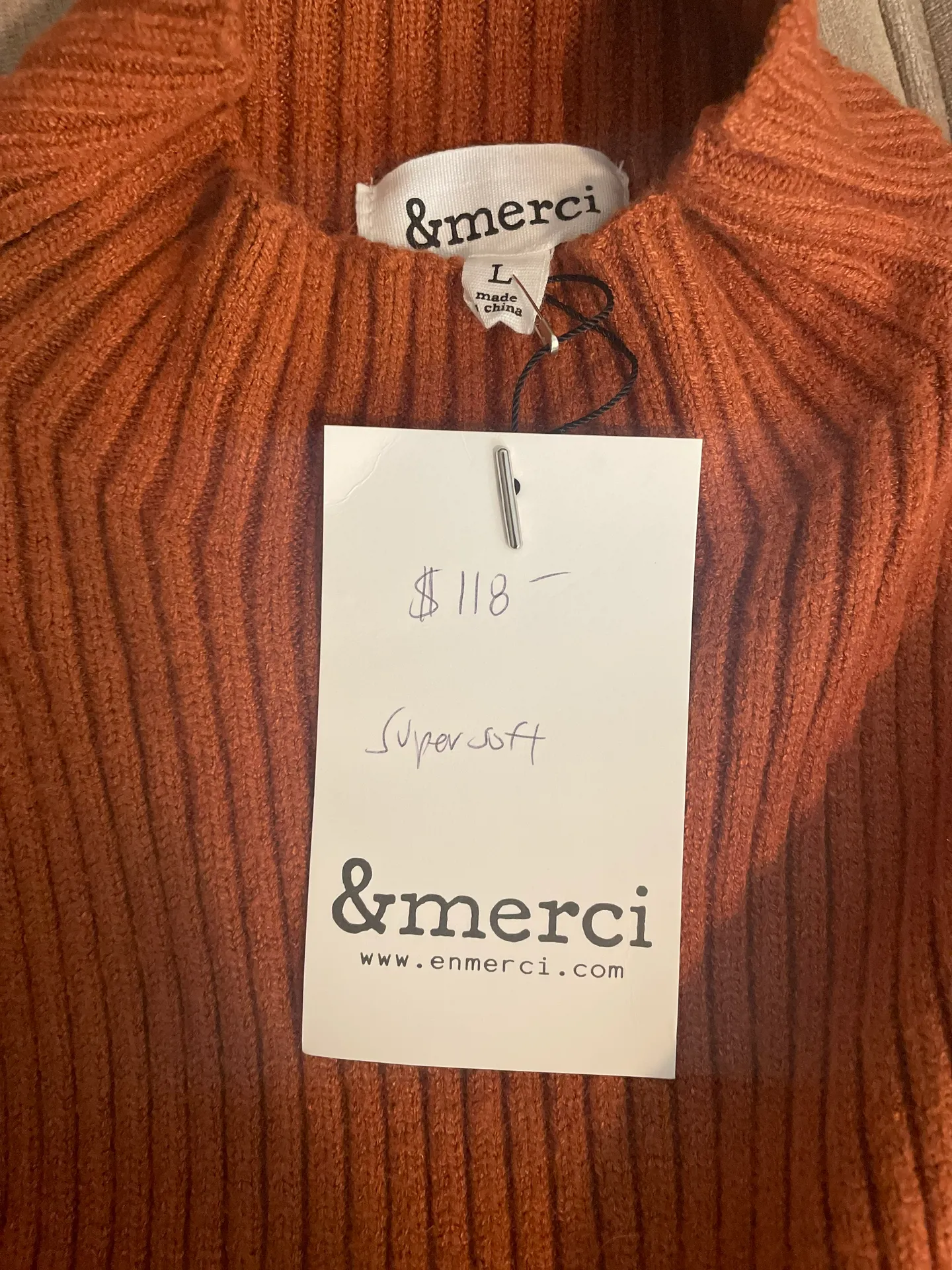 | Puff Sleeves Sweater Dress | L - Image 6