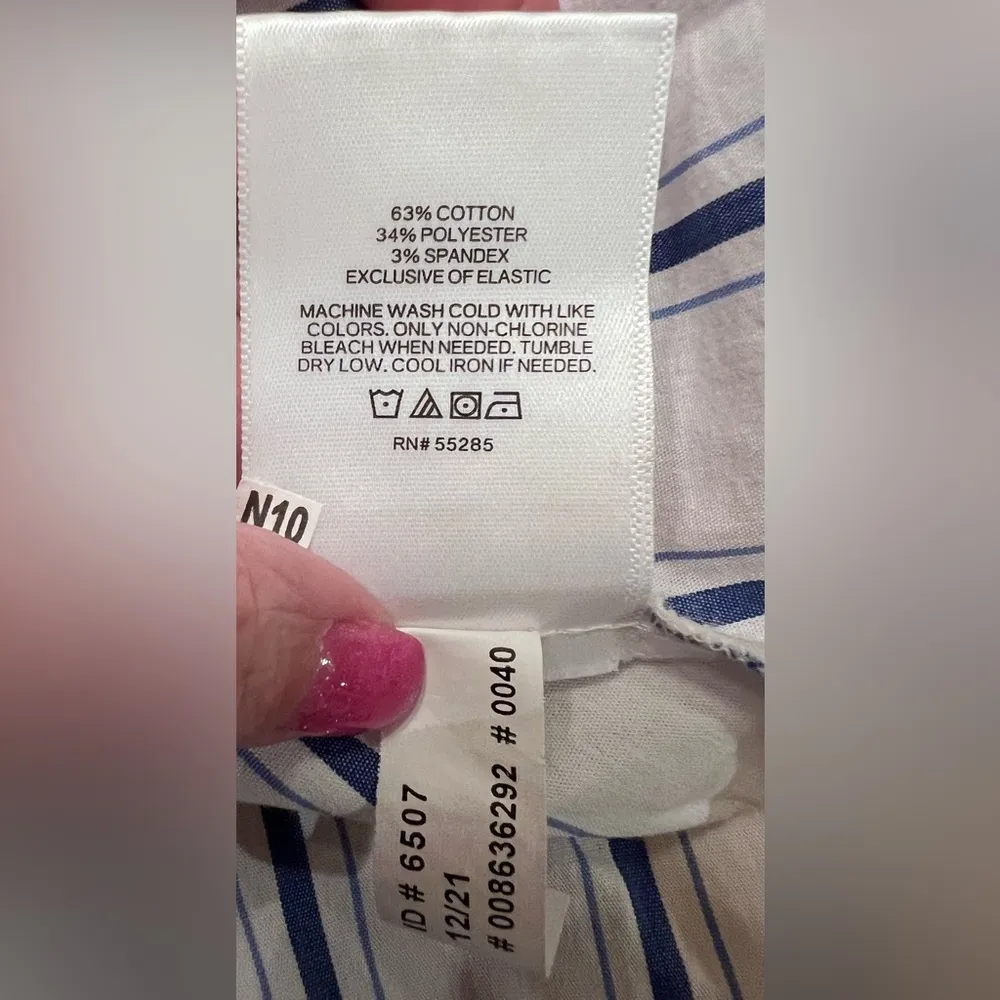 EXPRESS White & Blue Stripes Tie Ruffle Peplum Crop Tank Top Camisole Size Large - Image 7