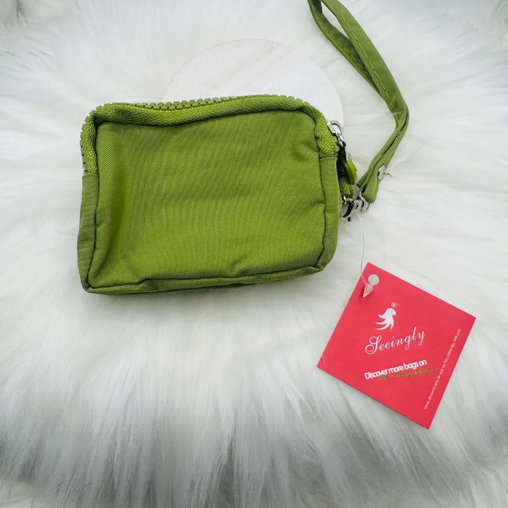 Green Color Small Wallet or Cosmetic Wristlet - Image 6