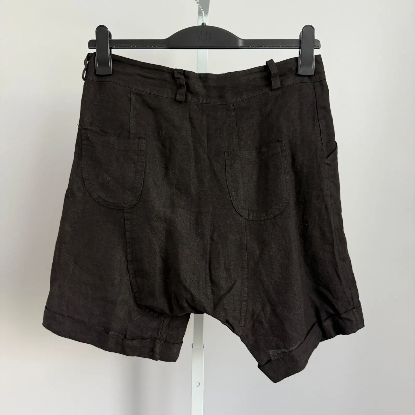 Aoyama Itchome Anthro Italian 100% Linen Shorts Pleated Vintage Luxury sz‎ L - Image 6