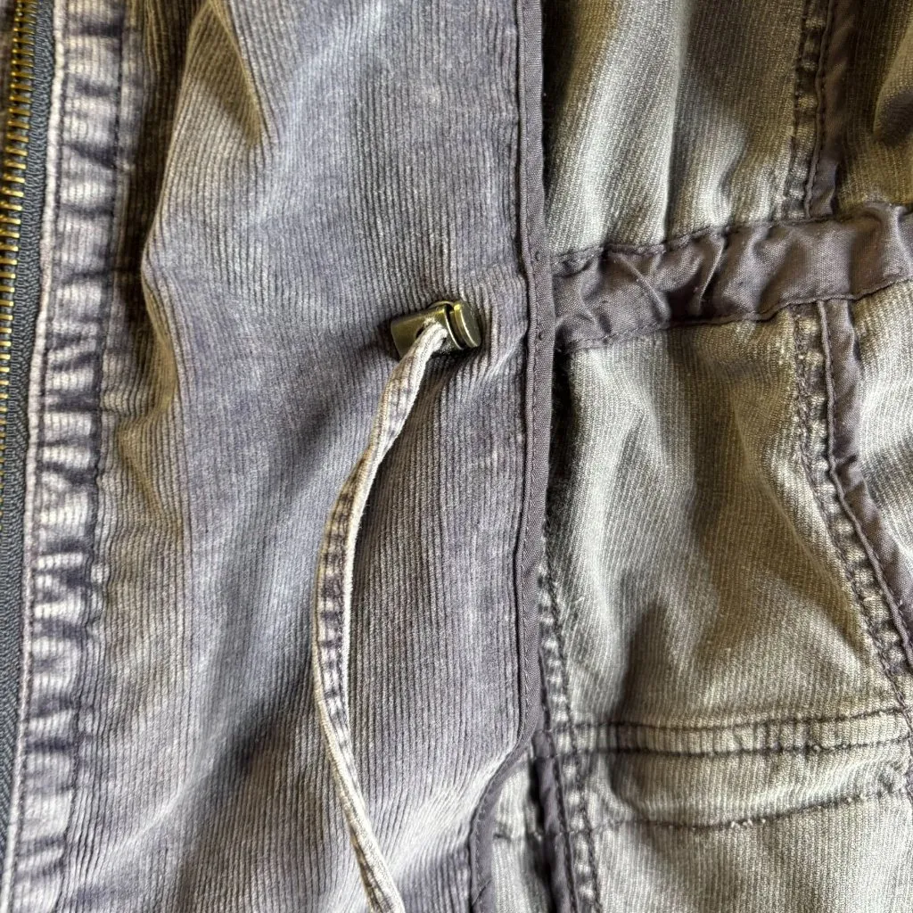 J Jill Stretch Utility Jacket Adjustable Waist 2XL Grey Purple Cotton Pockets - Image 7