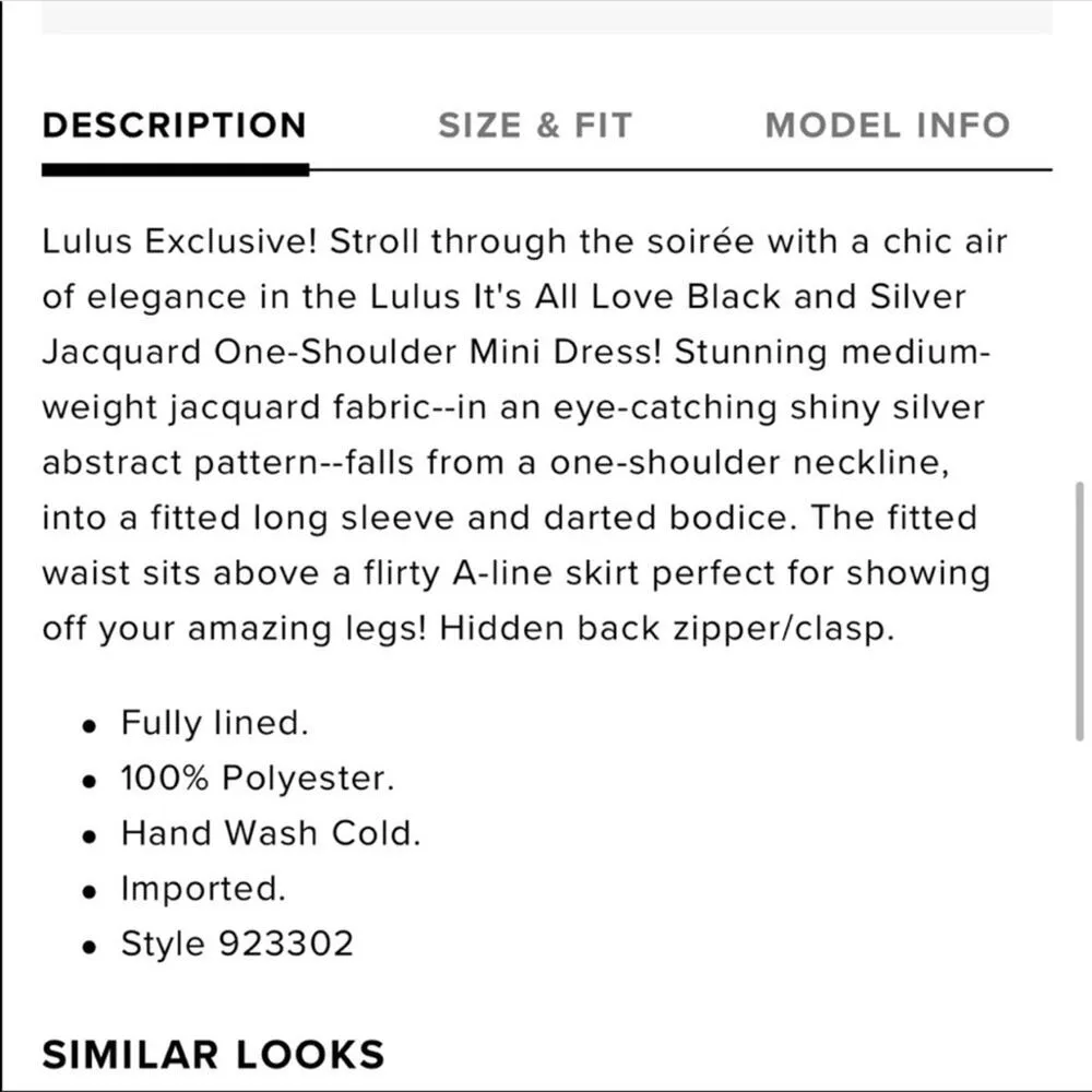 NWT Lulus Its All Love Metallic Black & Silver Cocktail Dress One Shoulder S - Image 7