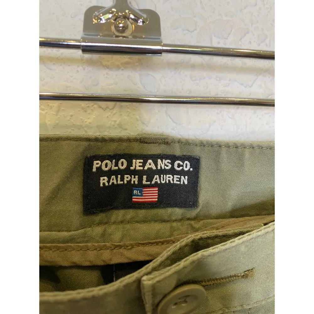 Polo Jeans Co Ralph Lauren Army Green Cuffed Cropped Khaki Pants Sz 10 VTG Y2K - Image 5