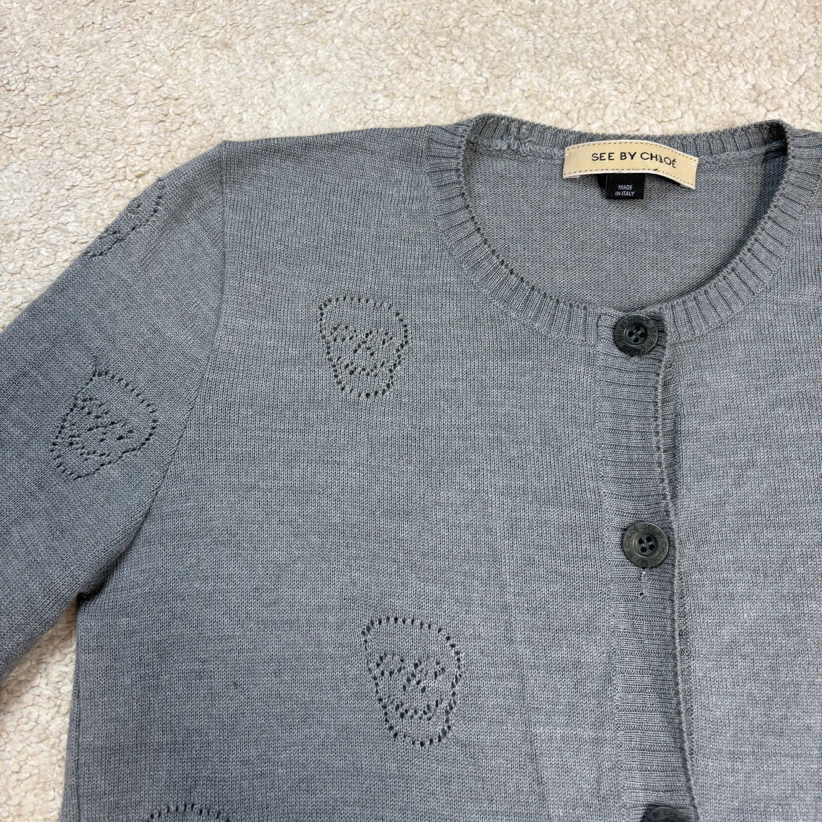 See By Chloe Gray Skull Button Down Wool Blend Cardigan Size XS - Image 2