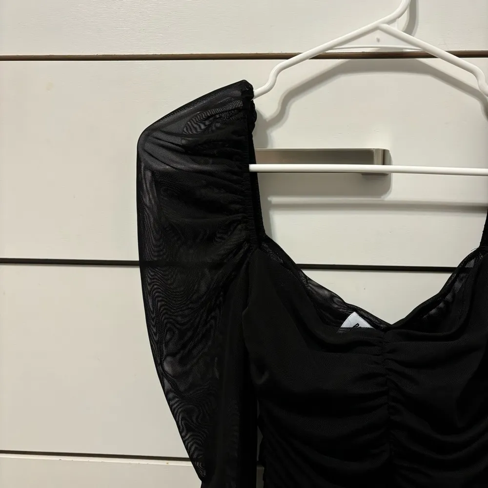 Princess Polly Asher Bodysuit Black Long sleeve Ruched Mesh - Image 7