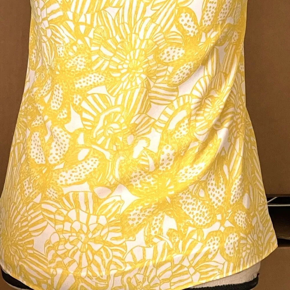 H&M Womens Blouse Top Size 2 Yellow Cross Back Strappy Floral Beach Vacation - Image 4
