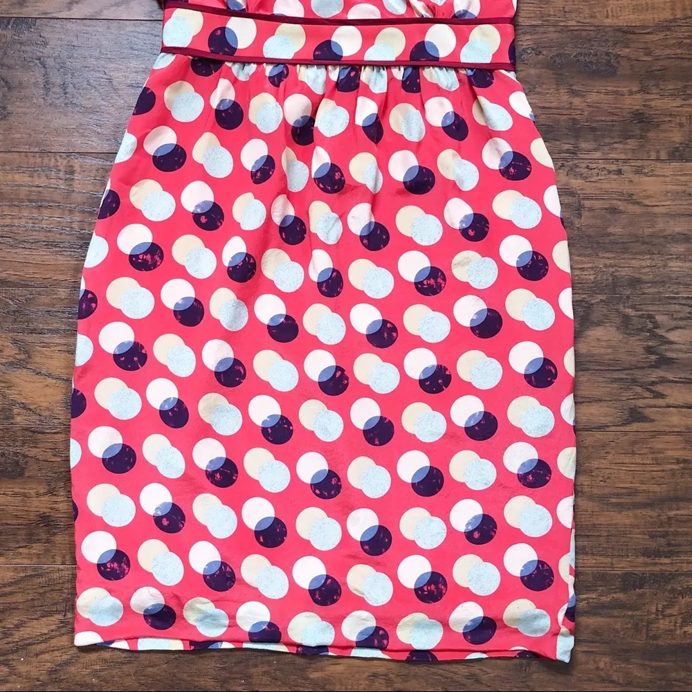 Moulinette Souers • Anthro Here & There dress salmon red dotted silk sheath - Image 10