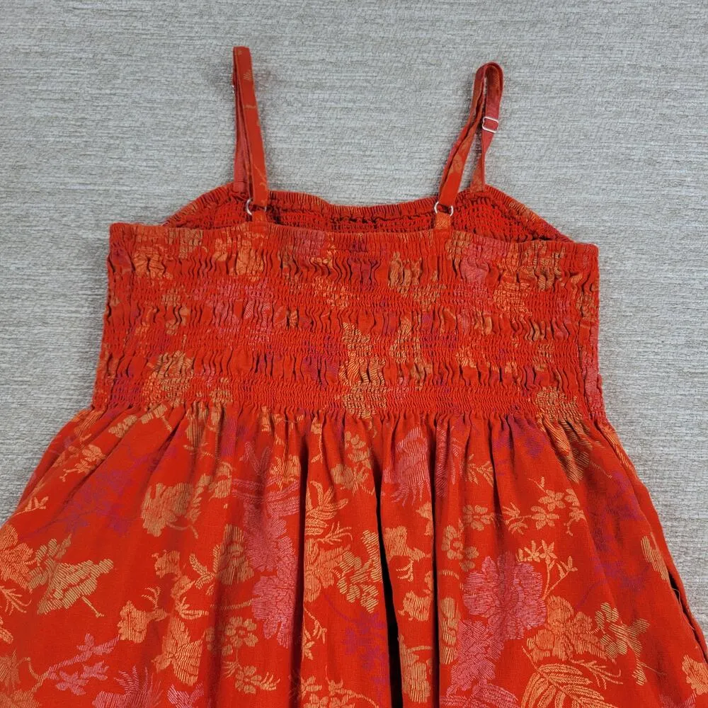 Universal Thread Dress Womens Medium Orange Smocked Top Adjustable Straps Summer - Image 6