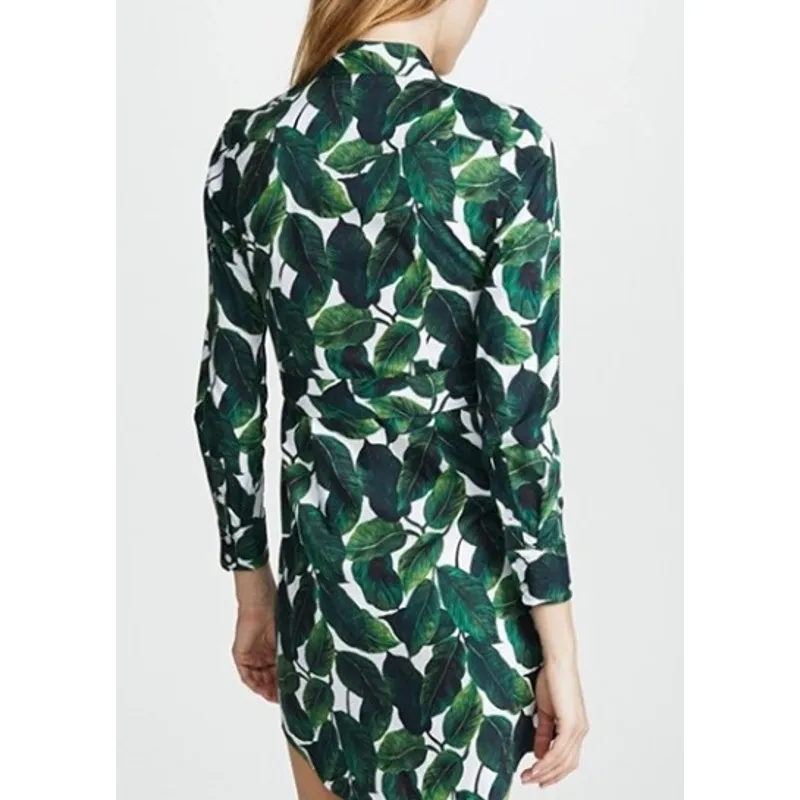 MILLY Banana Leaf West Long Sleeve Mini Shirt Dress Women’s Size 4 - Image 2