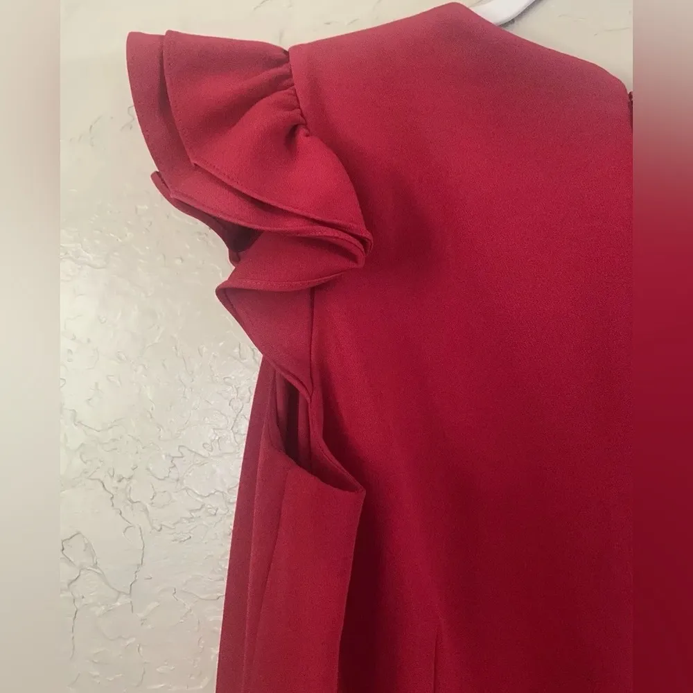 Alex Marie Nordstrom Red Belted Sheath Dress w/ Flutter Sleeves Wm’s Size 6 - Image 8