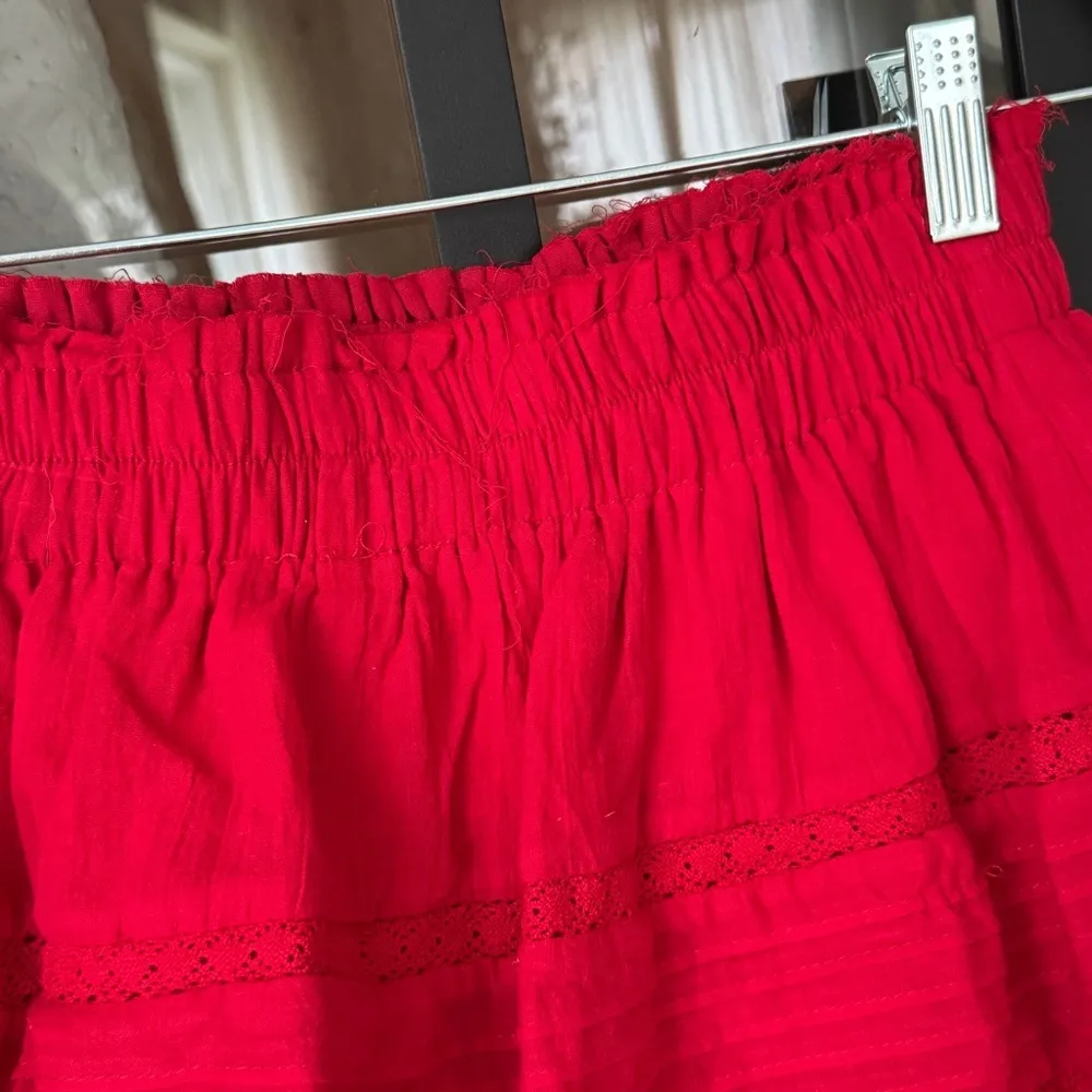 Day + Moon Tiered ruffle lace skirt high rise preppy loveshackfancy embroidered Red - Image 9