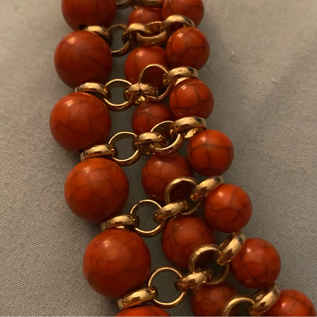 16” Multi 3 Strand Vintage Necklace Beaded Red Black Marbled .25” To .75” Beads - Image 4