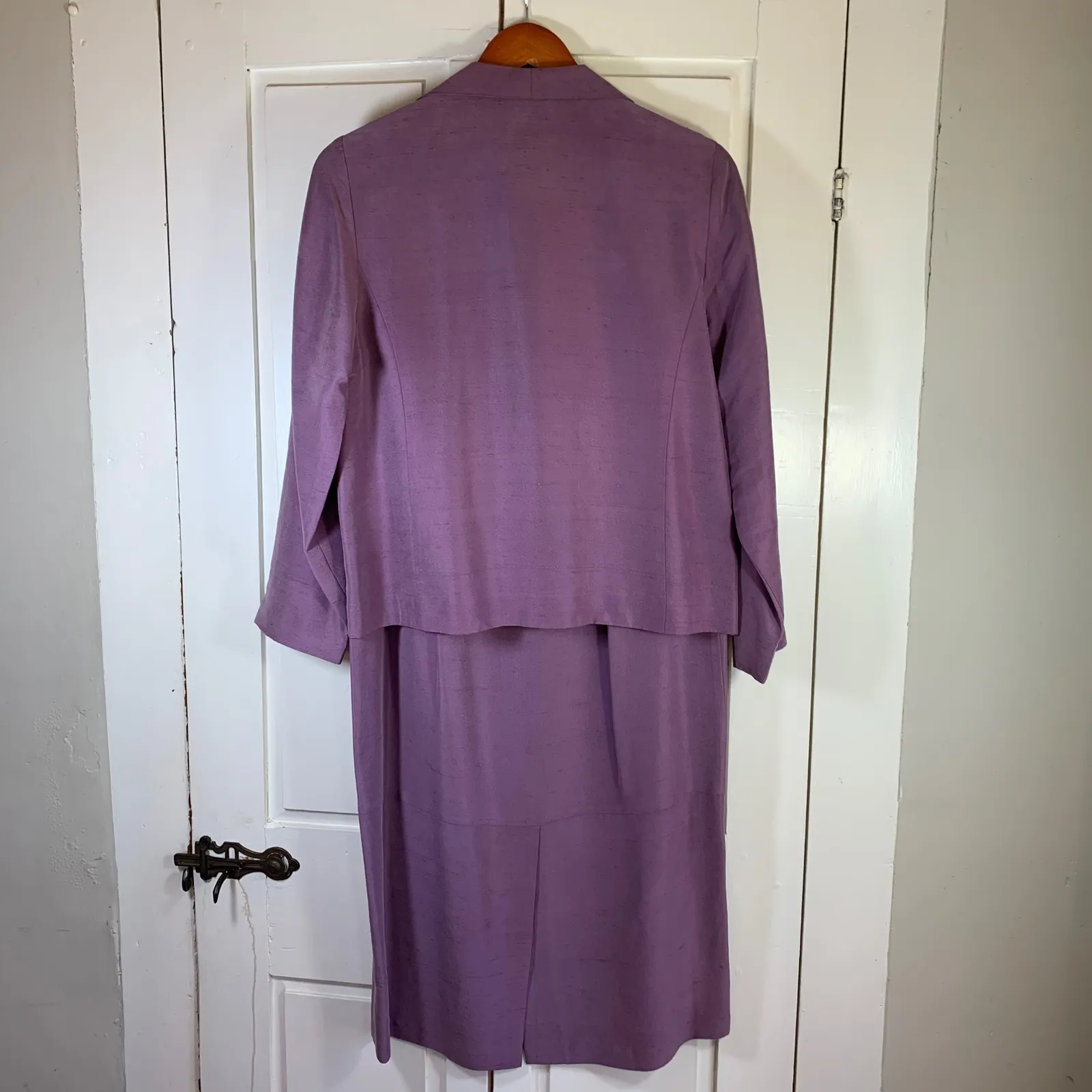 Eileen Fisher Silk Suit Set Lavender Blazer Skirt Womens Small Event Wedding - Image 2