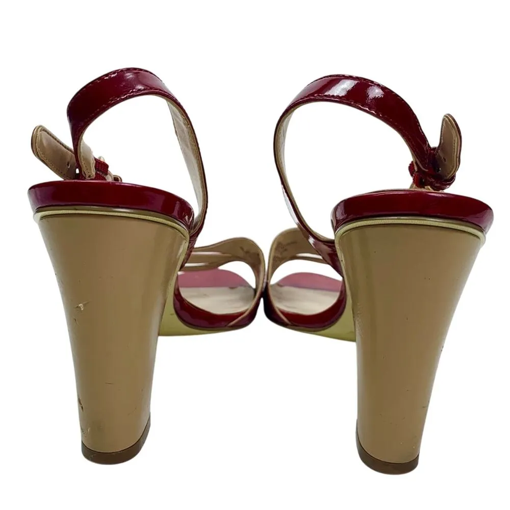Nine West Greenwich Red Patent Leather Dress Heel Sandals Women's Size 7.5 M - Image 8