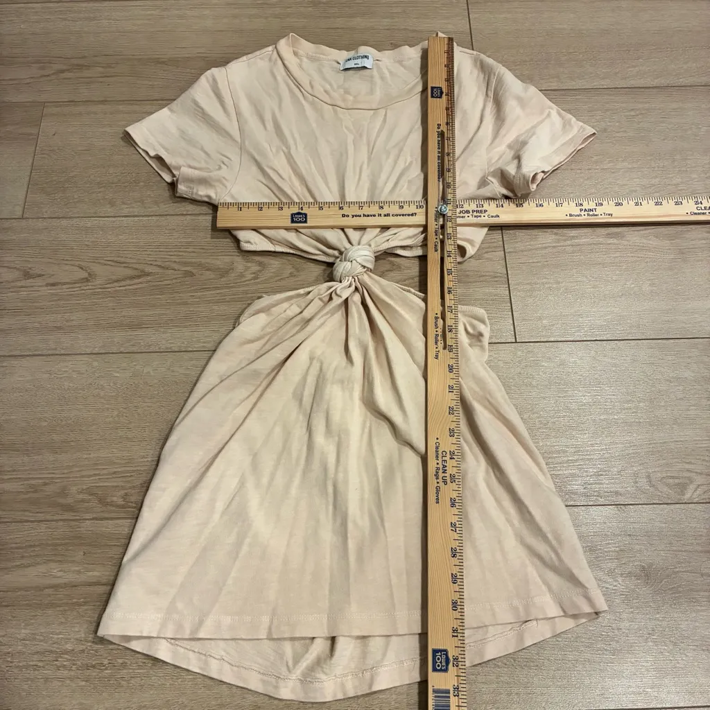 LNA Clothing Women’s Devan Cotton Twisted Cutout Tshirt Dress Beige Size S - Image 4