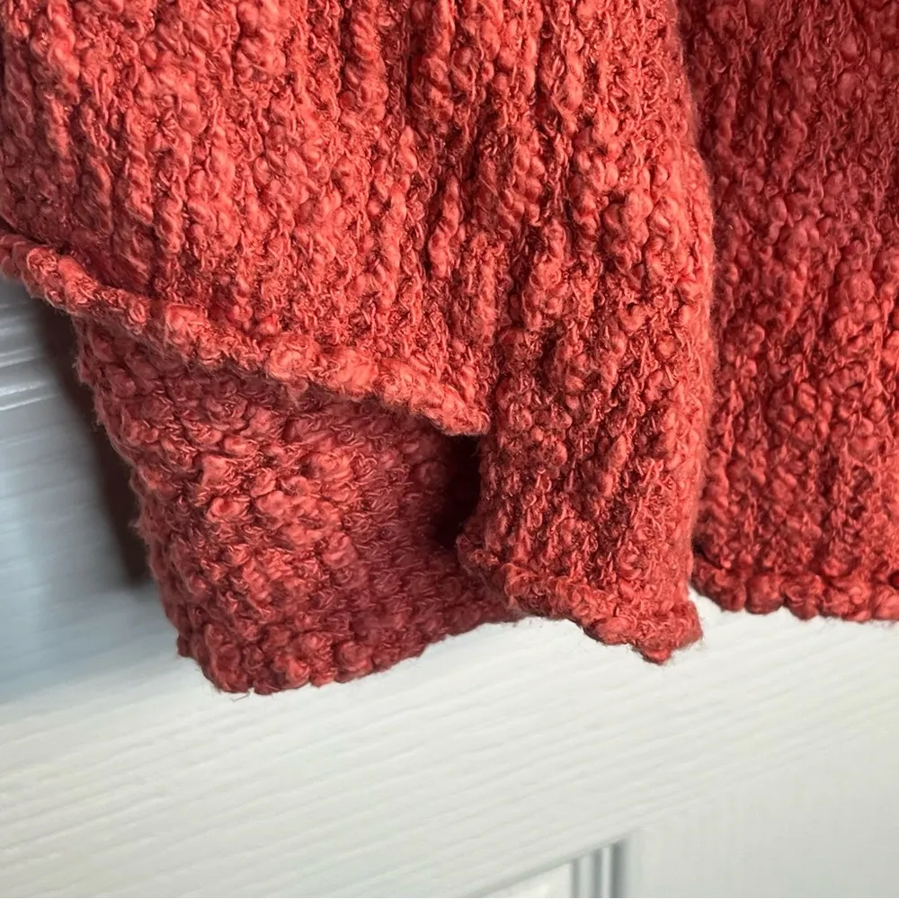 Free People Sz XS The Big Easy Cropped Cowl Neck Sweater In Coral Textured - Image 11