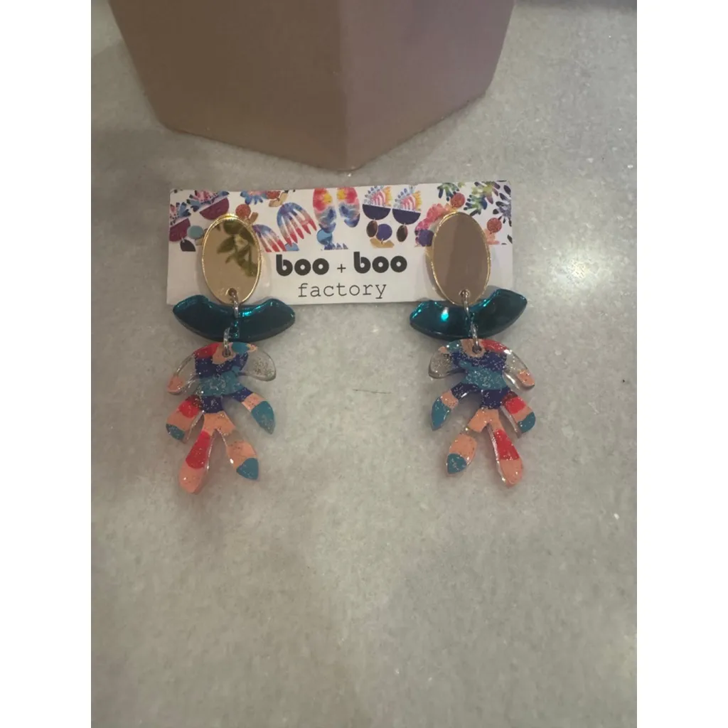 Women's boo + boo factory Multicolor Gold Drop Earrings One Size Blue - Image 4