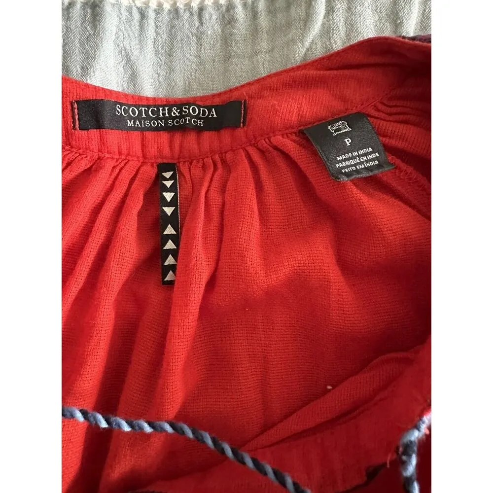 Scotch & Soda Maison Scotch Red Long Sleeve Embroidered Tunic Dress Small P’tite - Image 7